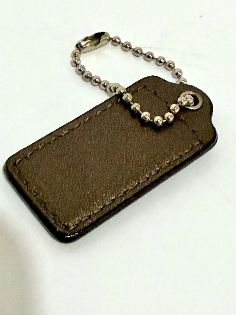 Coach Metallic Black Leather Key Charm with Silver Hardware